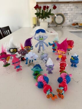 Smurf Trolls Mini Figures Toy Set - Pink, Blue, Purple Characters